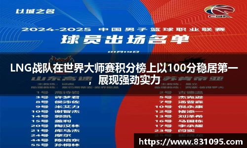 LNG战队在世界大师赛积分榜上以100分稳居第一，展现强劲实力